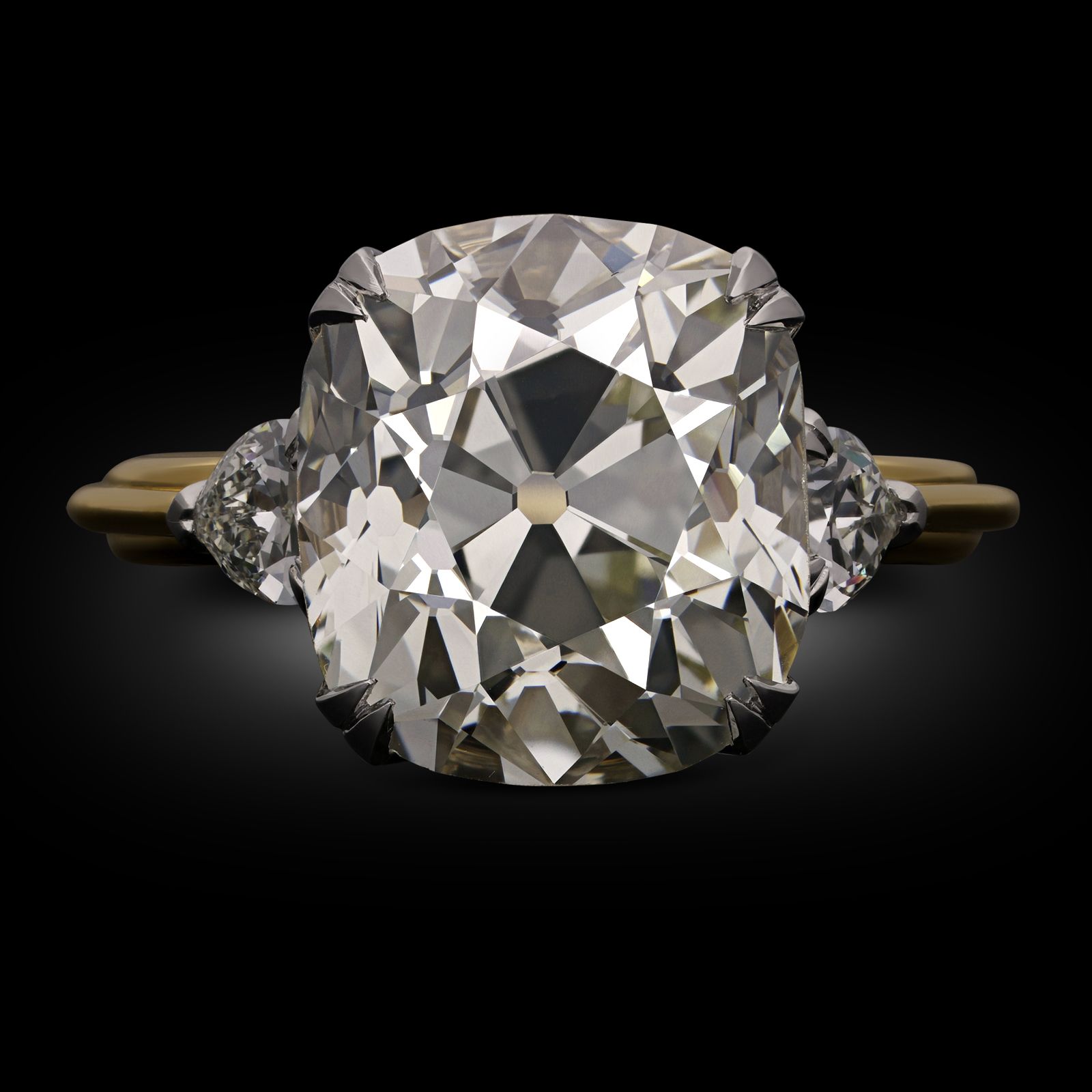 7.50ct Old Mine Cushion Cut Diamond Ring