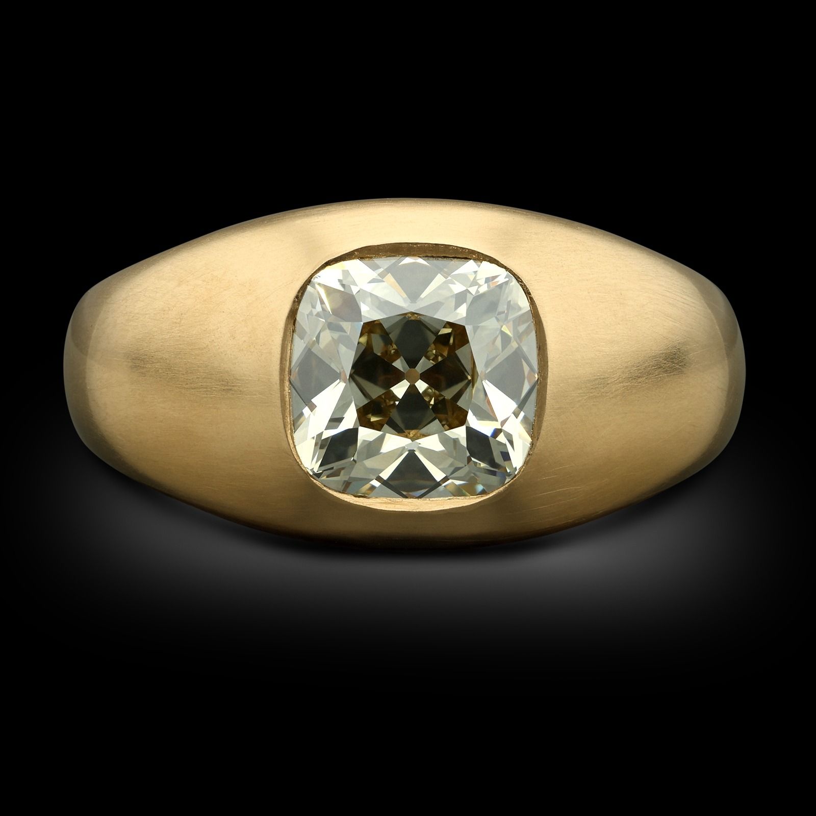 2.24ct Fancy Colour Cushion Cut Diamond Gypsy Set Ring