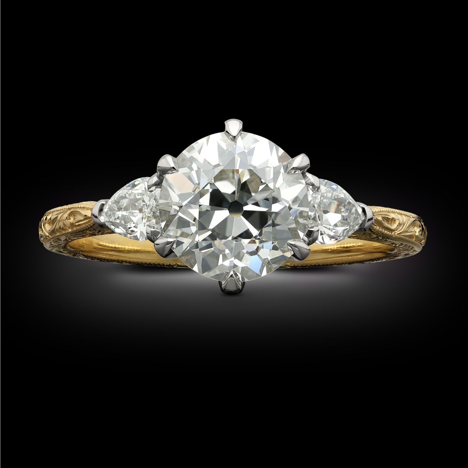 1.64ct Old European Cut Diamond Ring In 18ct Yellow Gold
