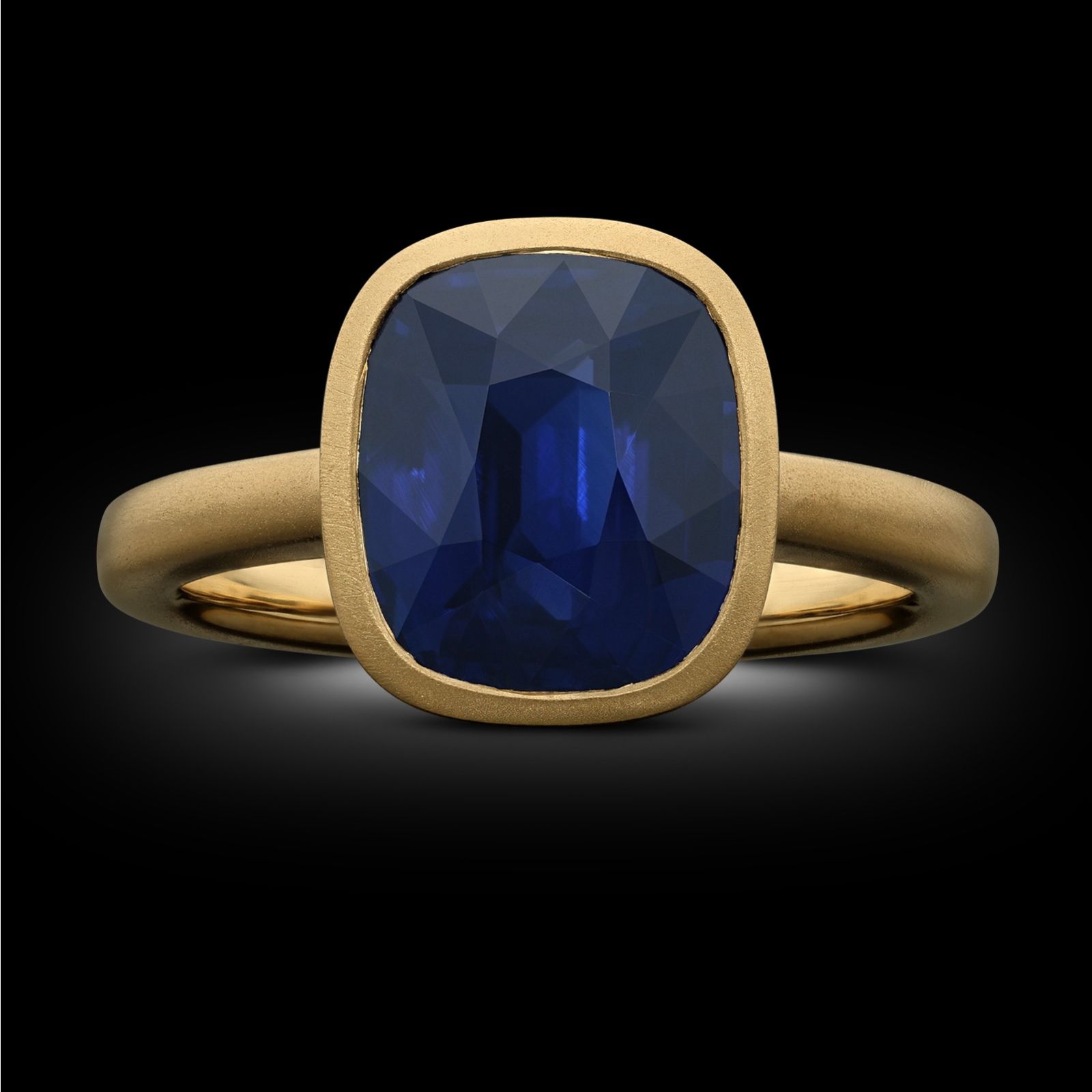 4.55ct Blue Sapphire Bezel Set Solitaire Ring