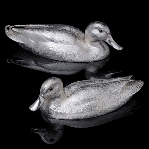 Pair of Sterling Silver Half Sized Mallard Ducks