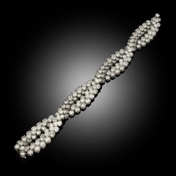 50ct Diamond & Platinum 'Natte' Bracelet