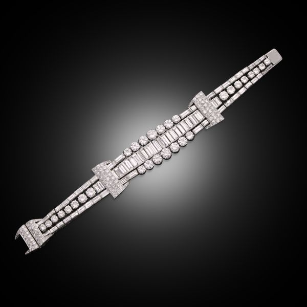 Vintage Diamond Strap Bracelet in Platinum
