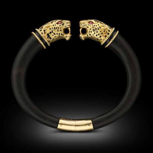 Vintage Double Panther Head Bangle