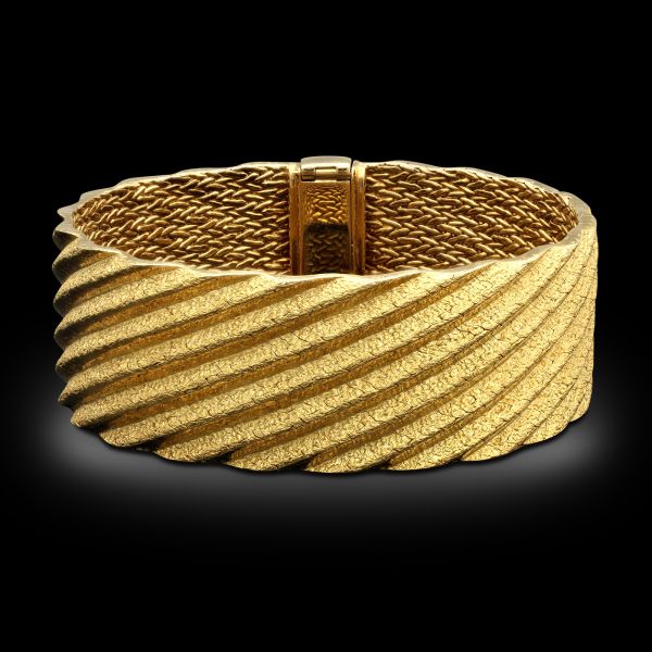 Vintage Textured Strap Bracelet in 18ct Yellow Gold