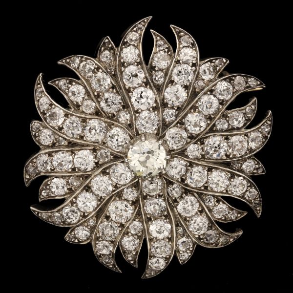 A Stunning Antique Diamond Sun Burst Brooch