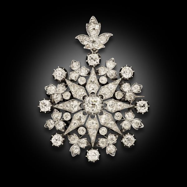 A Victorian Old Cut Diamond 'Starburst' Pendant/Brooch