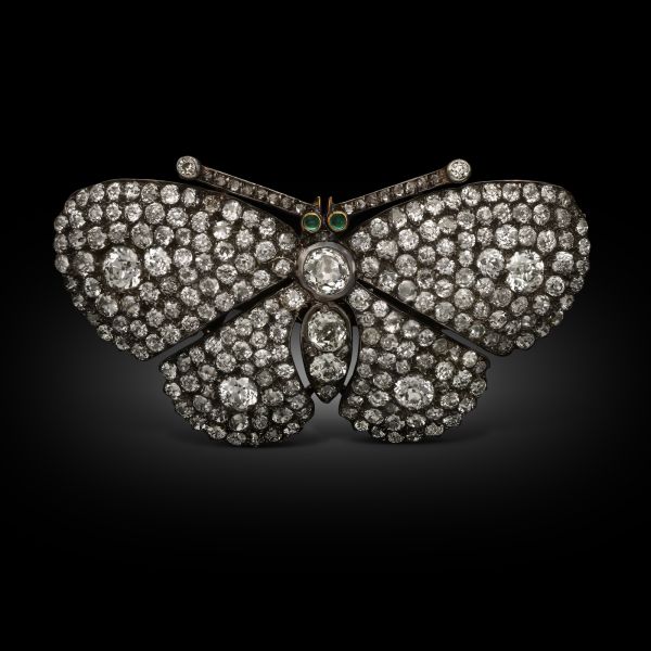 Antique En Tremblant Diamond Butterfly Brooch
