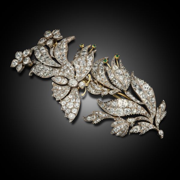 Antique Diamond En Tremblant Floral Spray Brooch
