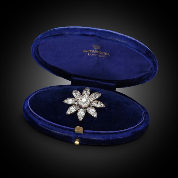 Antique Old Cut Diamond Flowerhead Brooch/Hairpin