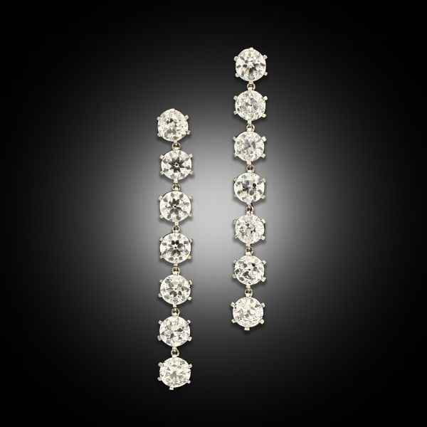 5.60ct Old European Cut Diamond Drop Earrings