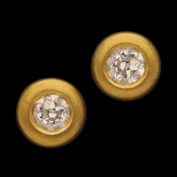 0.65ct Old European Cut Diamond and 22ct Yellow Gold 'Donut' Earrings