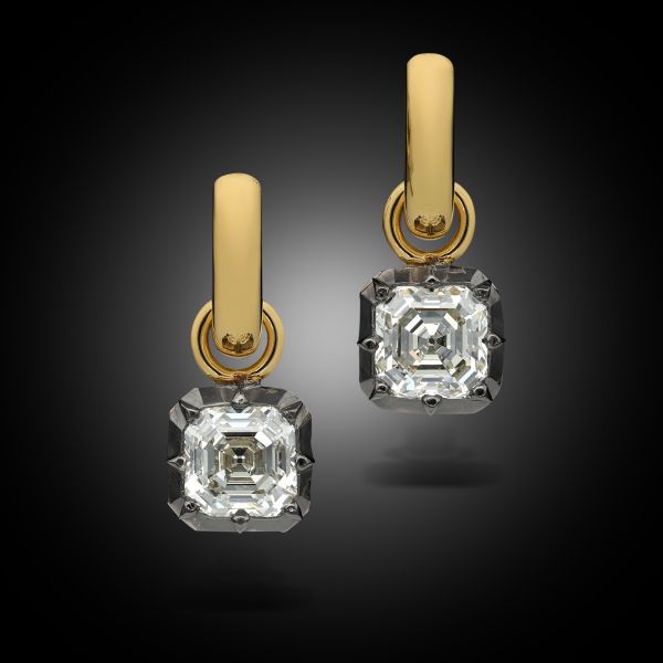 1.60ct Old Asscher Cut Diamond Georgian Revival Earrings