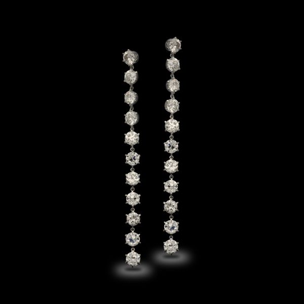 6.10ct Old European Cut Diamond Drop Earrings in Platinum