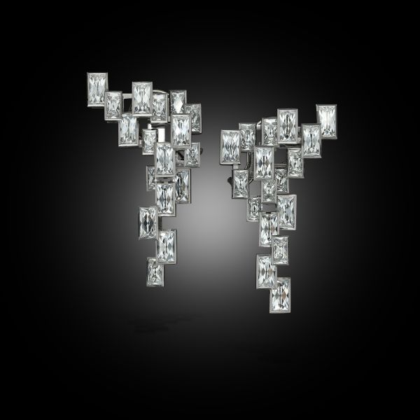 003. 8.19ct French Cut Diamond Convertible Earrings In Platinum