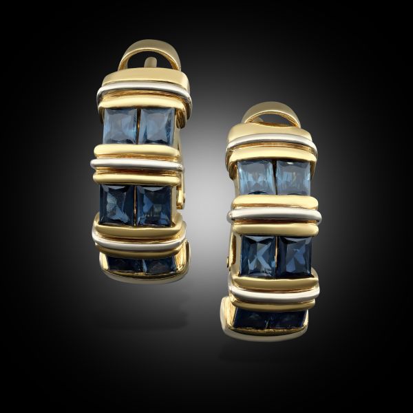 Sapphire 'Apollonia' Huggie Hoop Earrings in 18ct Gold