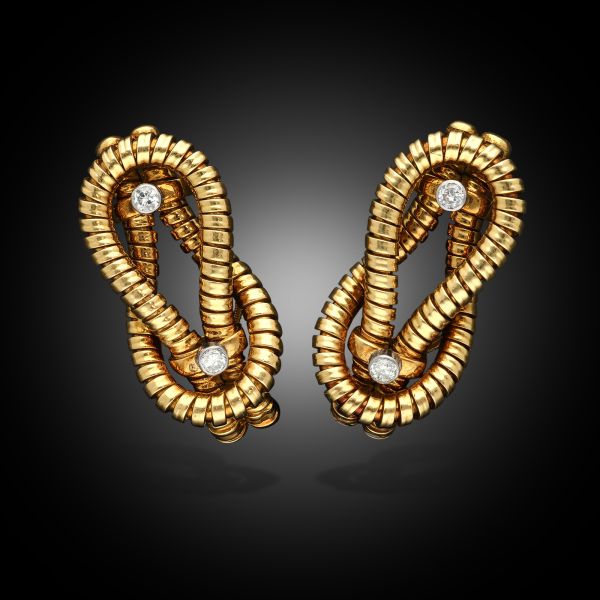 Vintage 'Hercules Knot' Diamond Earrings in 18ct Gold