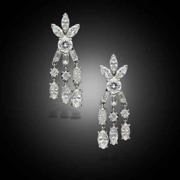 Vintage Diamond Drop Ear Clips
