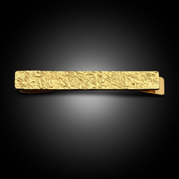 Vintage Textured Tie Clip In 18ct Yellow Gold