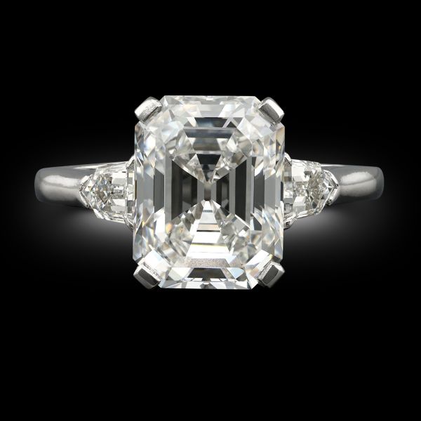 4.06ct Elongated Asscher Diamond & Platinum Ring