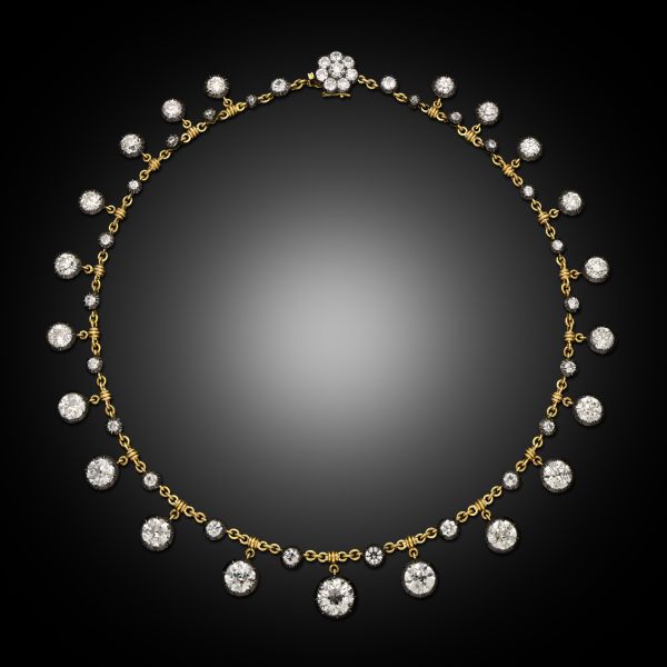 Georgian Revival Old European Cut Diamond Rivière Necklace