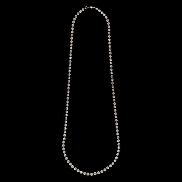 22.40cts Vintage cut Rose Cut Diamonds in a Platinum long Necklace.