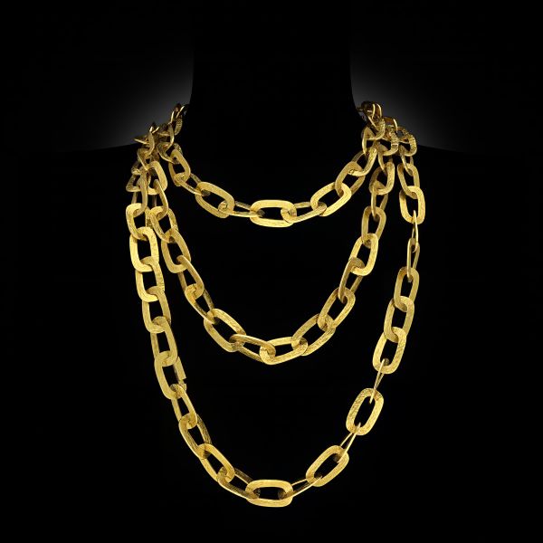 Vintage Textured 18ct Yellow Gold Chain Necklace