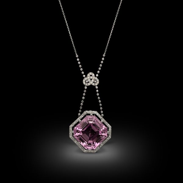 Antique Kunzite & Diamond Necklace/Brooch