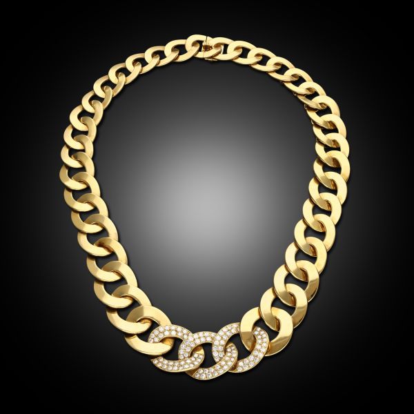Vintage 'Olympia' 18ct Yellow Gold & Diamond Link Necklace