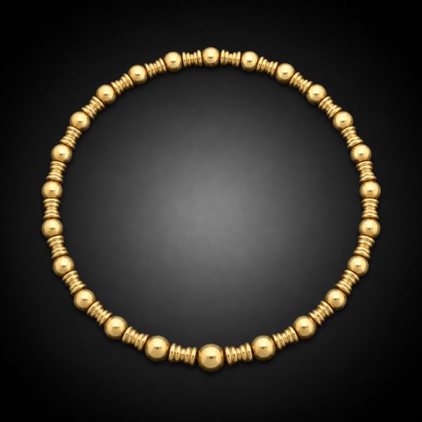 Vintage Double Sphere Necklace In 18ct Yellow Gold