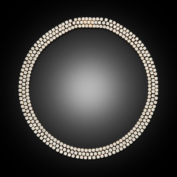 Vintage Diamond Necklace In 18ct Yellow Gold