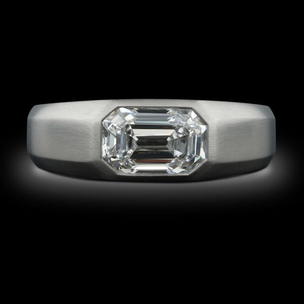1.52ct D IF Emerald Cut Diamond Gypsy Set Ring