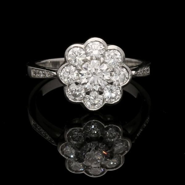 1.45cts Round Brilliant Cut Diamond Cluster Ring