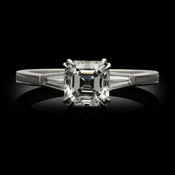 1.21ct Asscher Cut Diamond and Platinum Ring