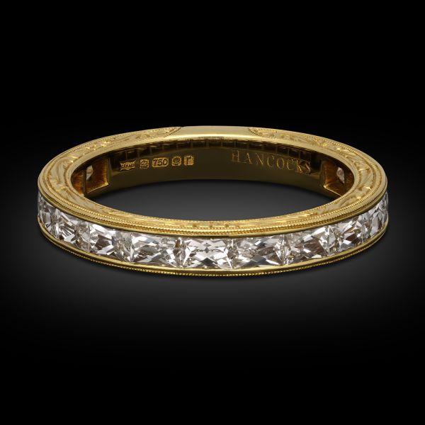 3mm 'East/West' French Cut Diamond Eternity Ring in 18ct Yellow Gold
