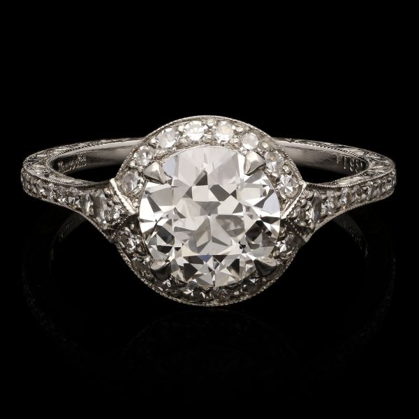 1.28ct Diamond Halo Surround Ring with Tapering Shank