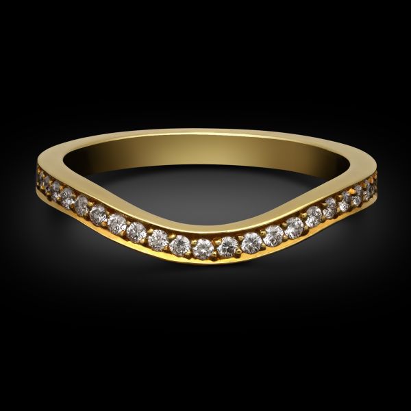 2mm Curved Diamond Ring in 18ct Yellow Gold