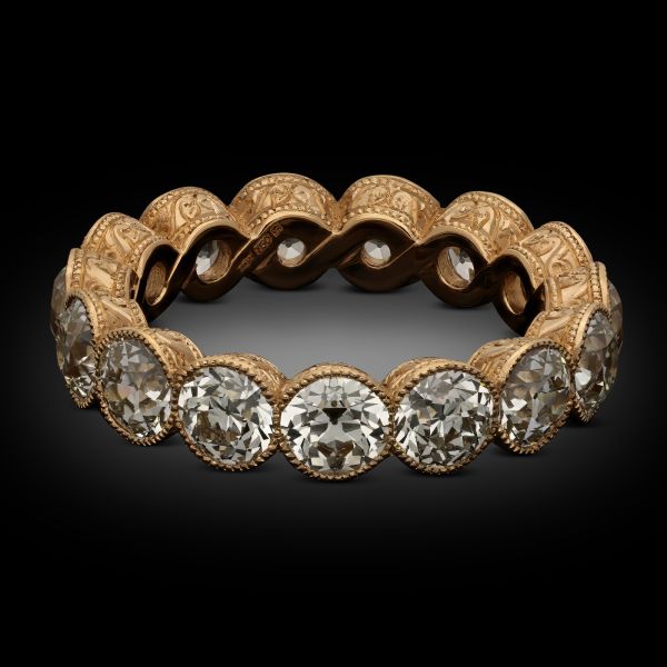 4.90cts Old European Cut Diamond Eternity Ring in Rose Gold 