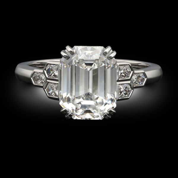 3.02ct D IF Emerald Cut Diamond Ring In Platinum