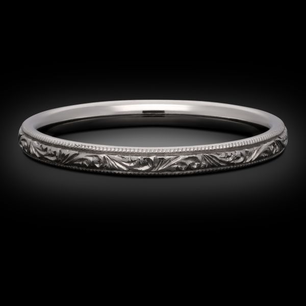 2mm Hand Engraved Platinum Wedding Ring 