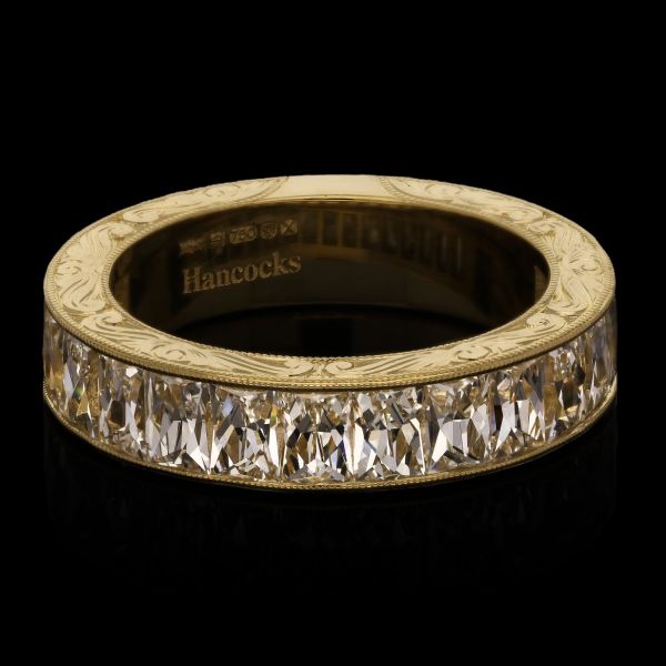 4.50mm width French cut Diamond "North/South" set Eternity Ring in Yellow Gold