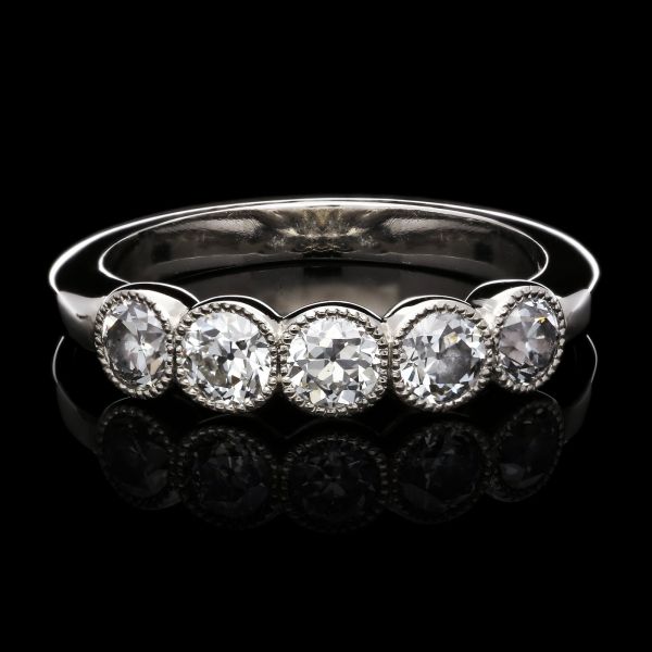 Five Stone Old European cut Diamond Ring in Platinum