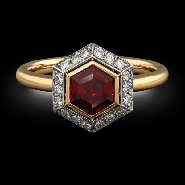 0.92ct Red Burmese Spinel & Diamond Halo Ring