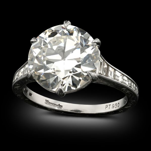 4.23ct Old European Brilliant Cut Diamond Ring in Platinum