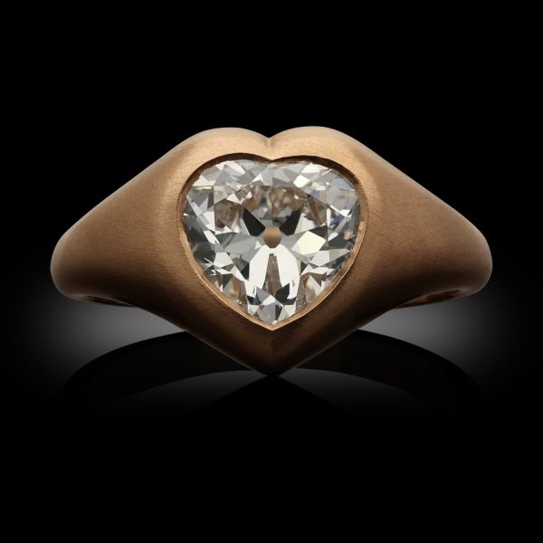 1.65ct Heart Shape Diamond and 18ct Rose Gold Gypsy Ring