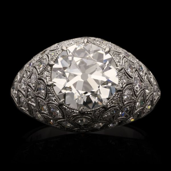 3.12ct Old European Brilliant Diamond Bombe Style Ring