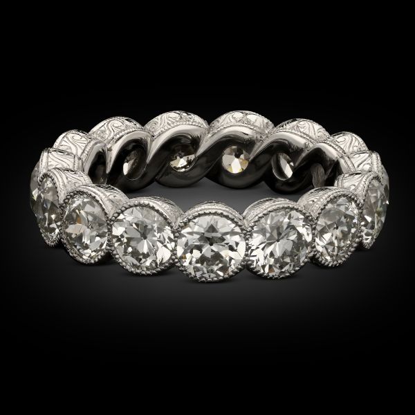 4.90cts Old European Cut Diamond Eternity Ring in Platinum