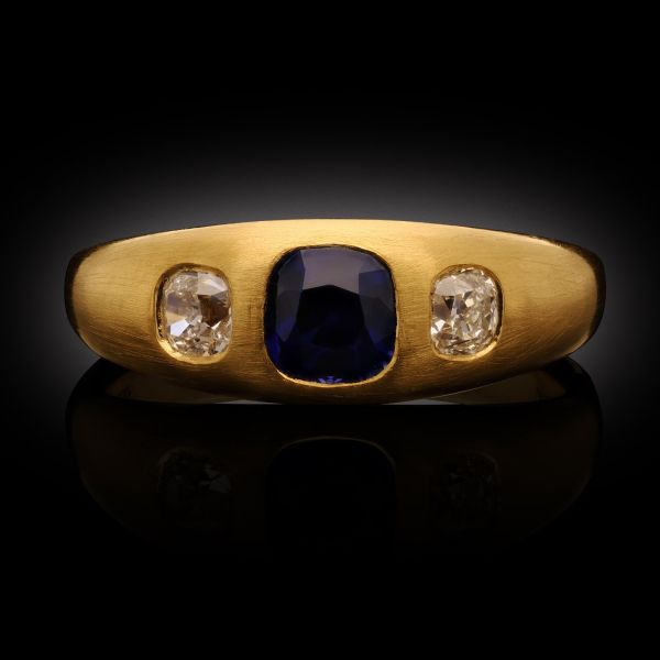 1.14ct Sapphire and Diamond Gypsy Set Ring in 22ct Gold