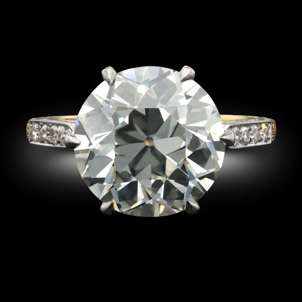 5.95ct Diamond Solitaire Ring with Diamond-Set Band