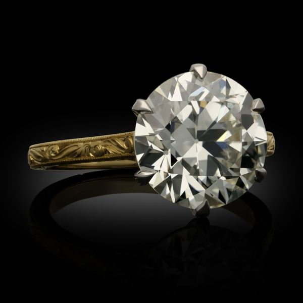 4.25ct Old European Brilliant Cut Diamond and 18ct Gold Solitaire Ring
